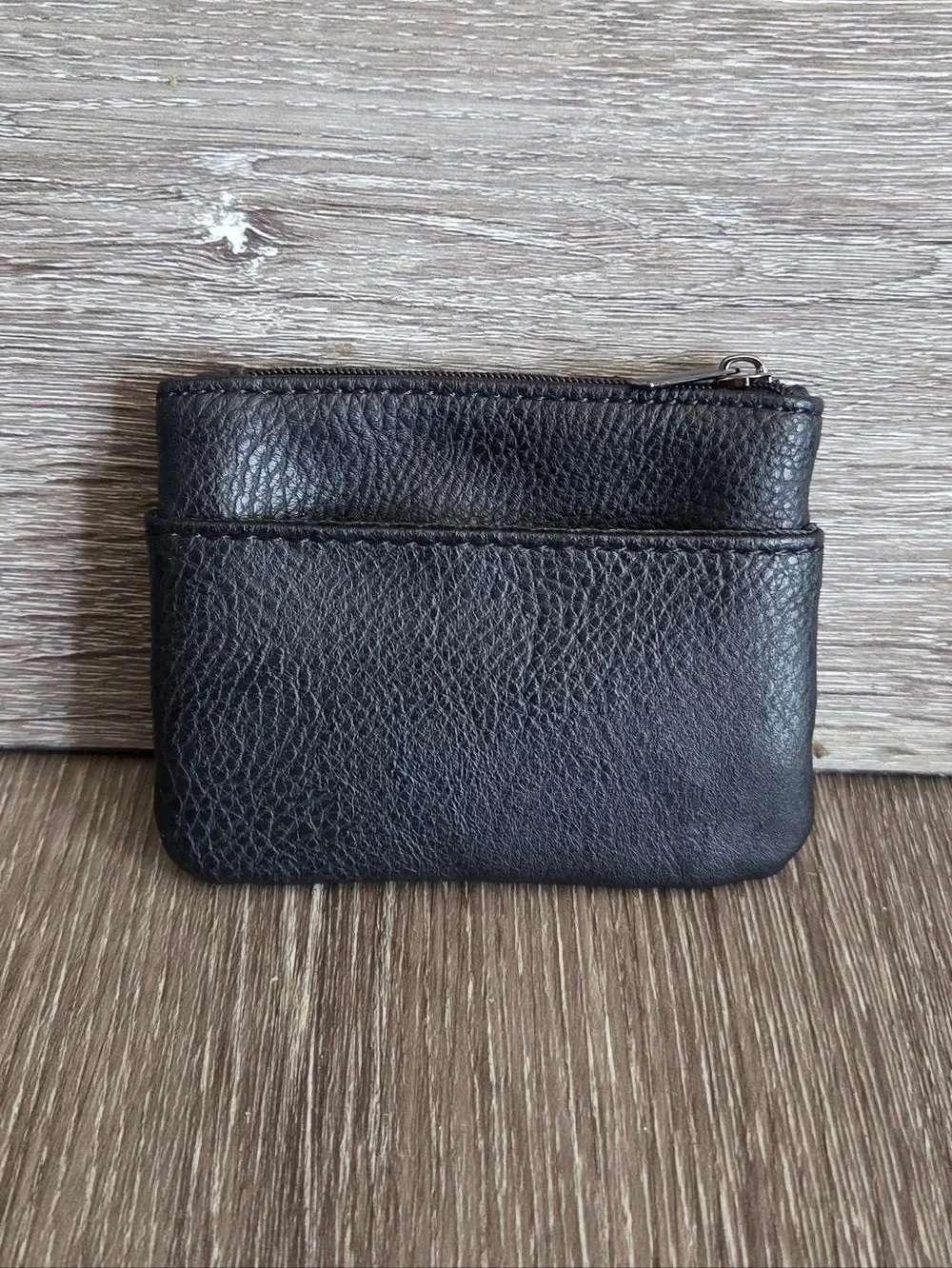 Black Vegan Zippered Pouch